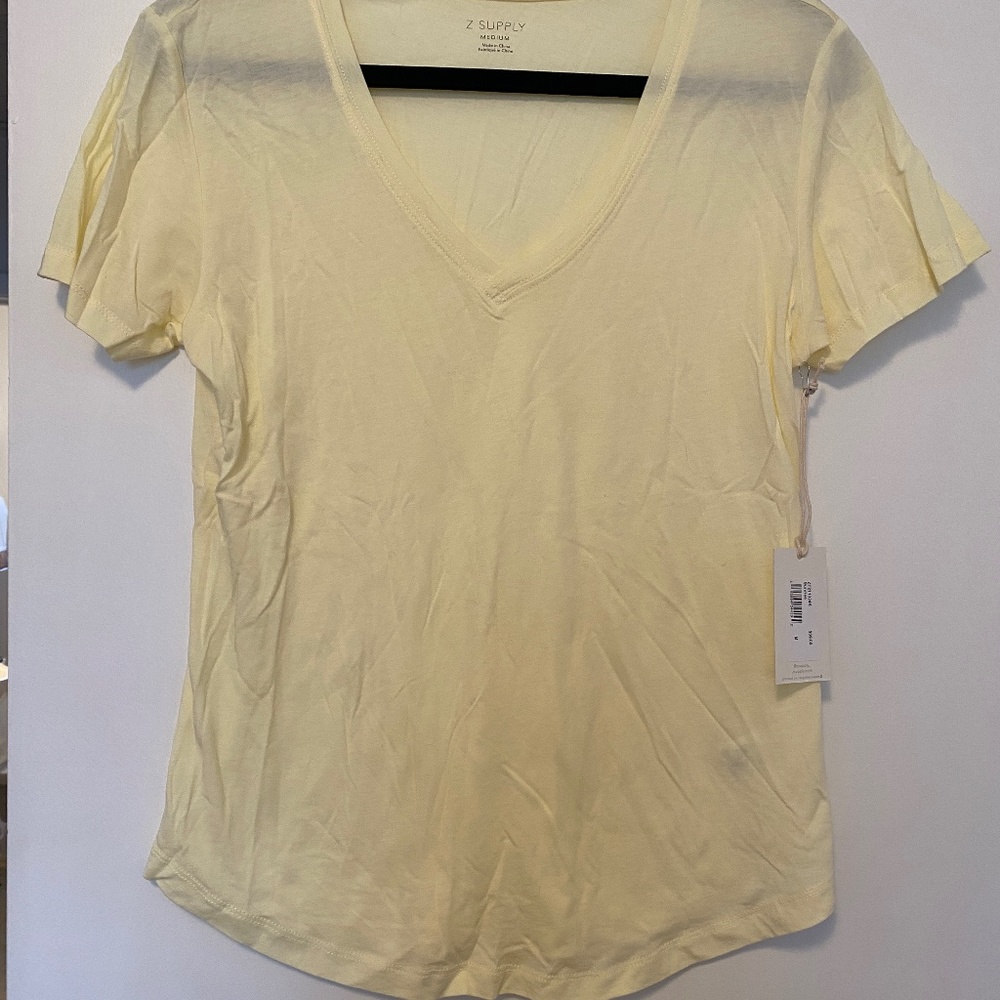 Z supply Pale Yellow V-neck Tshirt